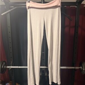 Hollister Soft Pink and White Wide Leg Pants